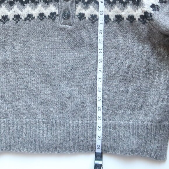 Zara Gray Fair Isle Henley Alpaca Knit Blend Long Sleeve Sweater Women’s Size S - Picture 12 of 16